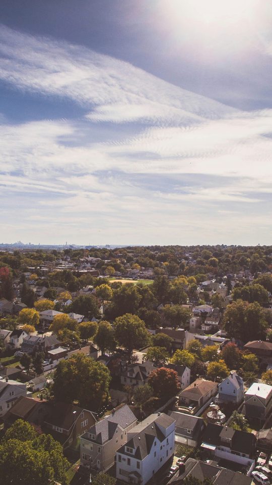 aerial photography of houses near trees